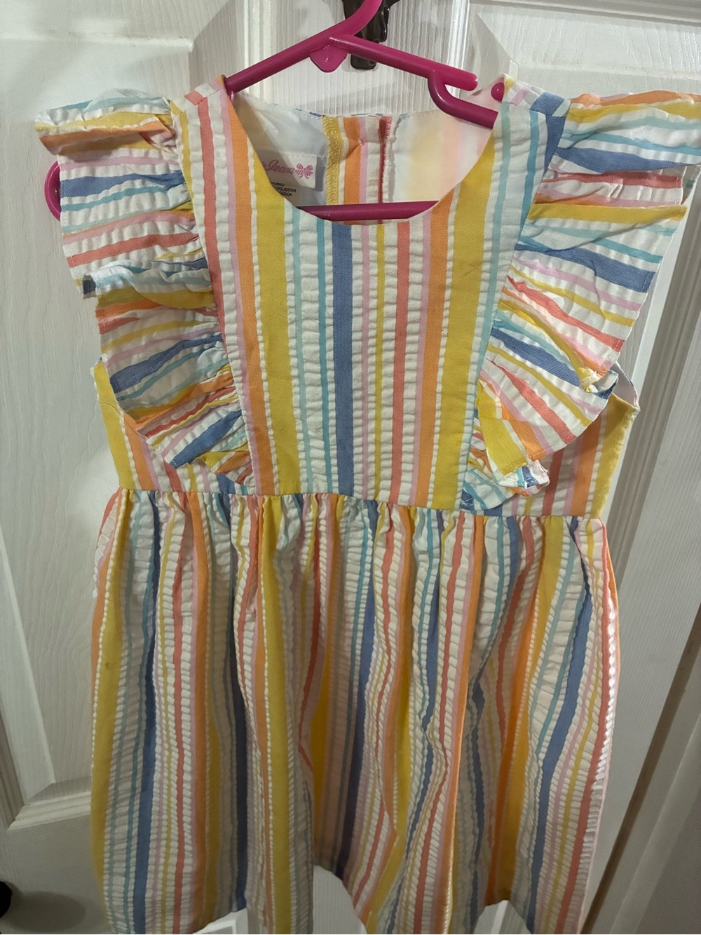 Bonnie Jean Girl’s 6 Striped Ruffle Dress - Picture 2 of 5